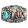Image 1 : FJ FAUX CLAW BELT BUCKLE TURQUOISE CORAL