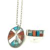 Image 1 : STAMPED ZUNI RING&NECKLACE CLASSIC COLORS