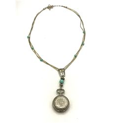 LIQUID SILVER NECKLACE W STONES--