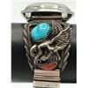 Image 3 : .925 MENS WATCH TIPS W EAGLE TURQ CORAL STONES