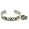 Image 2 : 2PC LOT W INLAY BRAECLET & RING PAW