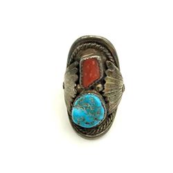 WES CRAIG SADDLE RING TURQ/CORAL-SIGNED