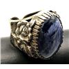 Image 1 : VINTAGE RING W LG LAPIS STONE FLORAL ENGRAVE
