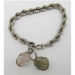 STERLING BRACELET WITH (2) NATURAL STONE