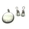 Image 1 : .925 PENDANT+ EARRINGS W MILKY WHITE STONE