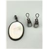 Image 2 : .925 PENDANT+ EARRINGS W MILKY WHITE STONE