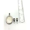 Image 3 : .925 PENDANT+ EARRINGS W MILKY WHITE STONE