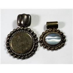 2-STERLING SILVER LARGE PENDANTS. (1)HAS CENTER