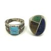 Image 1 : 2 MEN'S NAVAJO RINGS TURQ, ABALONE, LAPIS