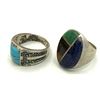 Image 3 : 2 MEN'S NAVAJO RINGS TURQ, ABALONE, LAPIS