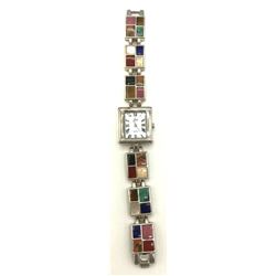 ARIA MOP FACE MULTI GEMSTONE INLAY WATCH