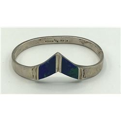 MEXICO STERLING BANGLE CUFF WITH LAPIS INLAY