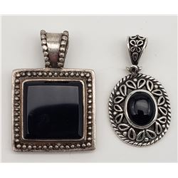 2-MODERN STERLING PENDANTS WITH BLACK