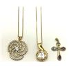 Image 1 : 2 .STERLING GOLD TONE CHAINS + 3 PENDANTS