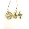 Image 7 : 2 .STERLING GOLD TONE CHAINS + 3 PENDANTS