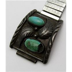 "M" SIGNED WATCH TIPS LG W TURQ STONES