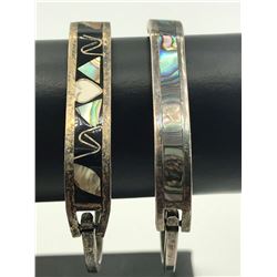 2 BRACELETS W ABALONE INLAY