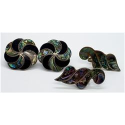 2-VTG ABALONE/STERLING EARRINGS SETS