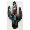 Image 1 : CACTUS PIN w/TURQUOISE/CORAL/STERLING