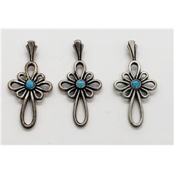 3-STERLING CROSS PENDANTS MATCHING
