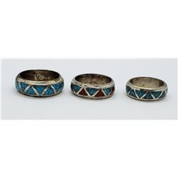 3-NAVAJO TURQUOISE / STERLING RINGS