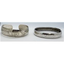 2-STERLING BRACELETS 1-CUFF,1-BANGLE