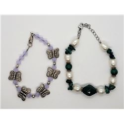 2-STERLING & BEADED BRACELETS