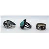 Image 2 : 3-STERLING RINGS, 2-w/TURQUOISE STONES