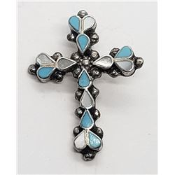 CROSS PENDANT w/TURQUOISE