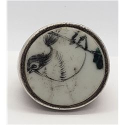 SKETCH ART STERLING RING - BIRD DESIGN