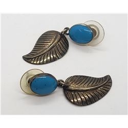 STERLING LEAF DESIGN EARRINGS