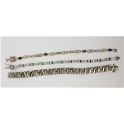 3-TENNIS BRACELETS .925 w/STONES