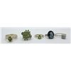 Image 1 : 5-STERLING RINGS w/GREEN STONES