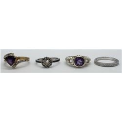 4-STERLING FASHION RINGS w/STONES