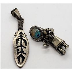 2-NAVAJO PENDANTS (ZUNI MEDICINE MAN)
