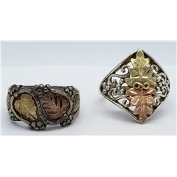 2-STERLING TRI-COLORED RINGS