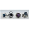 Image 1 : 4-STERLING RINGS WITH DEEP BLUE CENTER STONE