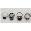 Image 2 : 4-STERLING RINGS WITH DEEP BLUE CENTER STONE
