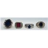 Image 1 : 4-MEN'S STERLING RINGS WITH DEEP RED & BLUE