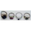 Image 2 : 4-MEN'S STERLING RINGS WITH DEEP RED & BLUE