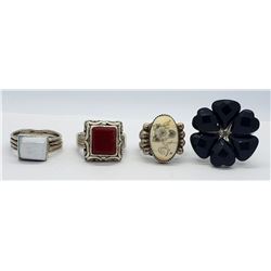 4-STERLING RINGS WITH GORGEOUS CENTER ACCENTS