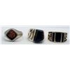 Image 1 : 3-MEN'S STERLING RINGS WITH BLACK ONYX INLAY