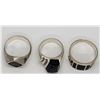 Image 2 : 3-MEN'S STERLING RINGS WITH BLACK ONYX INLAY