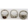 Image 2 : 3-MEN'S STERLING RINGS (1)TROJAN ACCENT CNTR