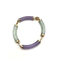 14K GREEN AND PURPLE BRACELET (JADE?)