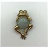 Image 1 : 10K FROG BROOCH W JADE STONE