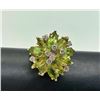 Image 1 : 14K FLOWER RING GREEN STONES & DIAMONDS