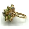 Image 3 : 14K FLOWER RING GREEN STONES & DIAMONDS