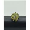 Image 6 : 14K FLOWER RING GREEN STONES & DIAMONDS