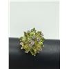 Image 7 : 14K FLOWER RING GREEN STONES & DIAMONDS